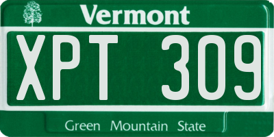 VT license plate XPT309