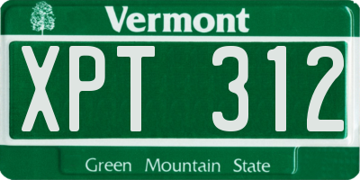 VT license plate XPT312