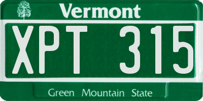 VT license plate XPT315