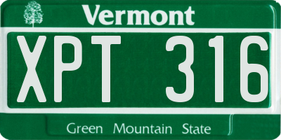 VT license plate XPT316