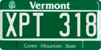 VT license plate XPT318
