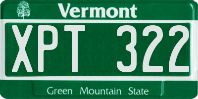 VT license plate XPT322