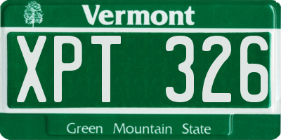 VT license plate XPT326