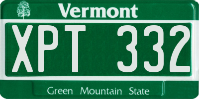 VT license plate XPT332
