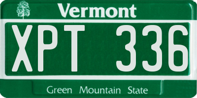 VT license plate XPT336