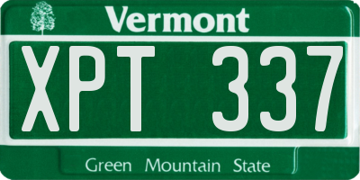 VT license plate XPT337