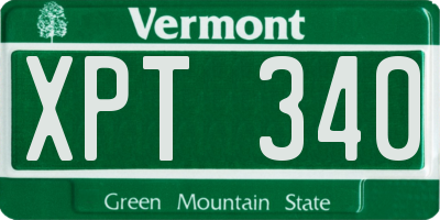 VT license plate XPT340