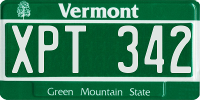 VT license plate XPT342