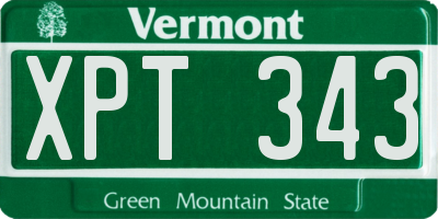 VT license plate XPT343