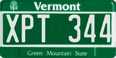 VT license plate XPT344