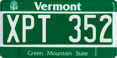 VT license plate XPT352