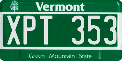 VT license plate XPT353