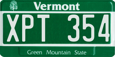 VT license plate XPT354
