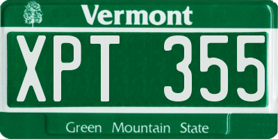 VT license plate XPT355
