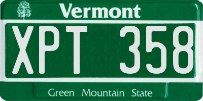 VT license plate XPT358