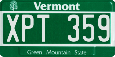 VT license plate XPT359