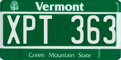 VT license plate XPT363
