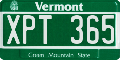 VT license plate XPT365