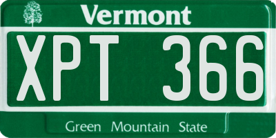 VT license plate XPT366