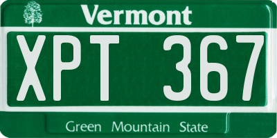 VT license plate XPT367