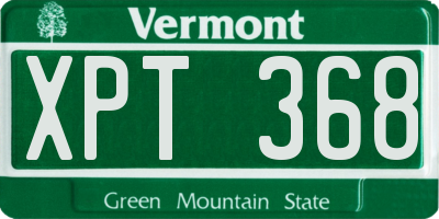 VT license plate XPT368