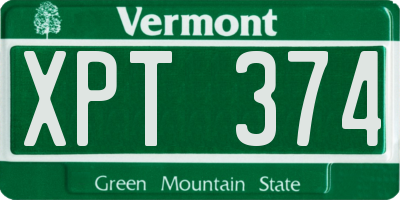 VT license plate XPT374