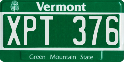 VT license plate XPT376