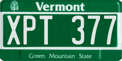 VT license plate XPT377