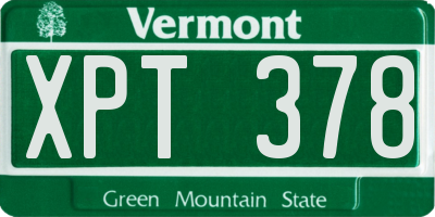 VT license plate XPT378