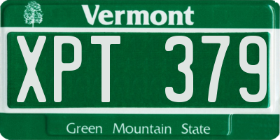 VT license plate XPT379