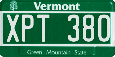 VT license plate XPT380