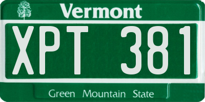 VT license plate XPT381