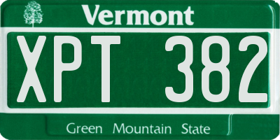 VT license plate XPT382
