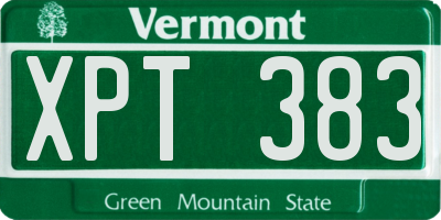 VT license plate XPT383