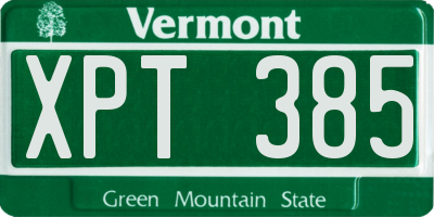 VT license plate XPT385