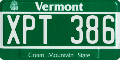 VT license plate XPT386