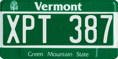 VT license plate XPT387