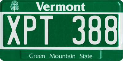 VT license plate XPT388