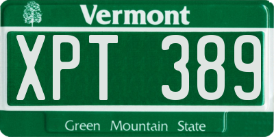 VT license plate XPT389