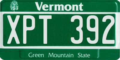 VT license plate XPT392