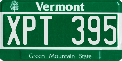 VT license plate XPT395