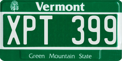 VT license plate XPT399