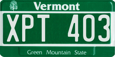 VT license plate XPT403