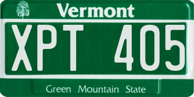 VT license plate XPT405