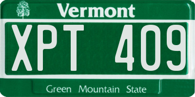 VT license plate XPT409