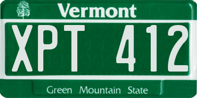 VT license plate XPT412
