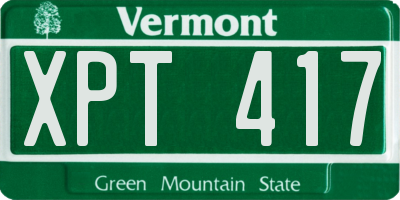 VT license plate XPT417