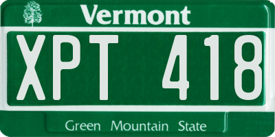 VT license plate XPT418