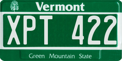 VT license plate XPT422