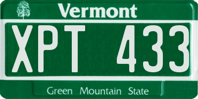 VT license plate XPT433